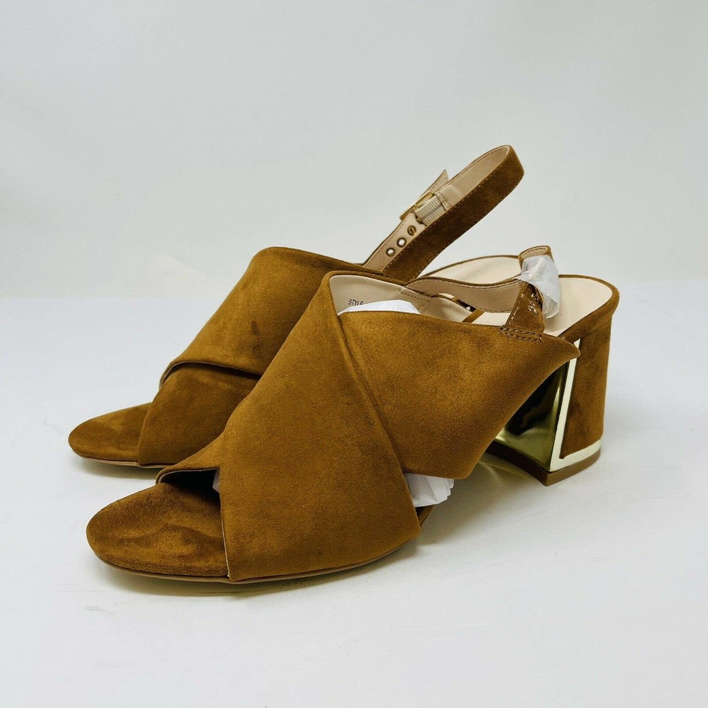 H Halston Womans Sz 10M Chile Criss Cross Straps High Heel Sandals Brown NIB - Picture 6 of 8